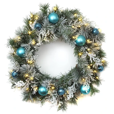 24" Pre-lit LED Tinkham Pine Wreath