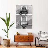 Black And White Balconies 24" x 36" Canvas Wall Art
