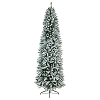 9ft. Pre-Lit Slim Flocked Montreal Fir Artificial Christmas Tree, White LED Lights