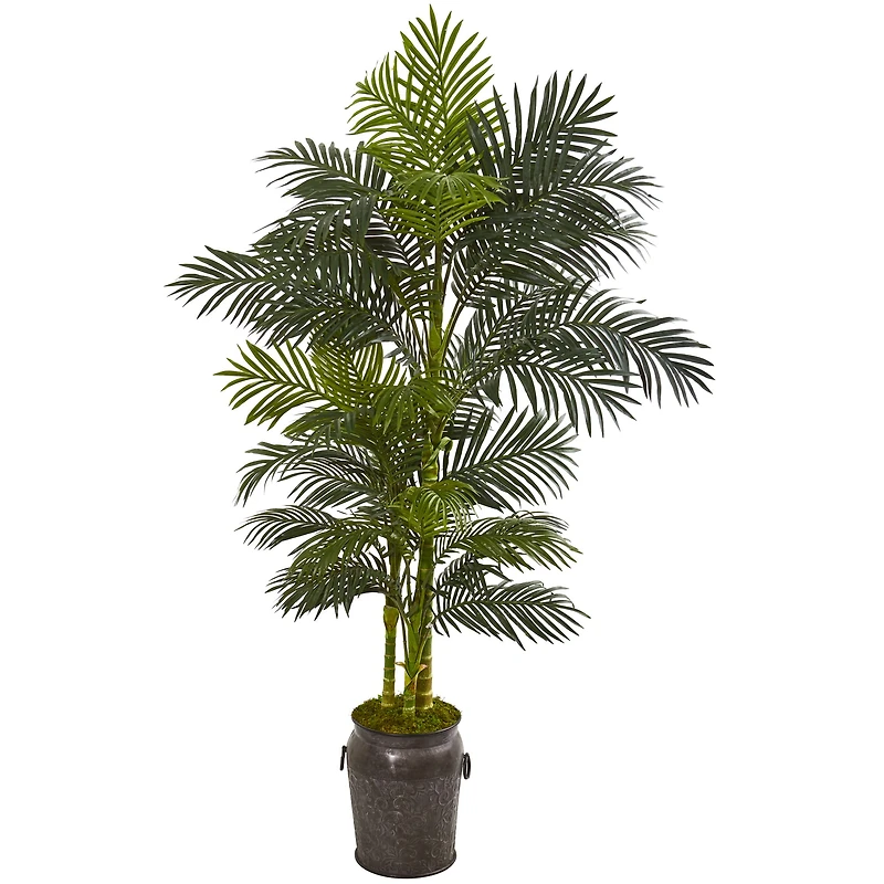 7ft. Golden Cane Palm Tree with Decorative Planter
