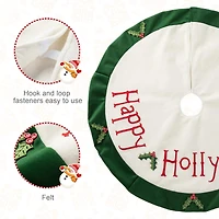 Glitzhome® 48" Dimensional Christmas Holly Leaves Felt Tree Skirt