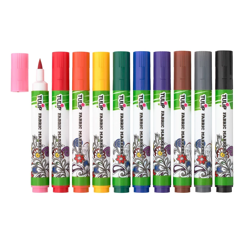 12 Packs: 10 ct. (120 total) Tulip® Fabric Markers®, Brush Tip 