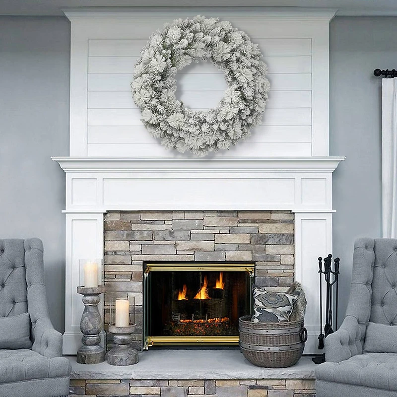 32" Flocked Spruce Wreath