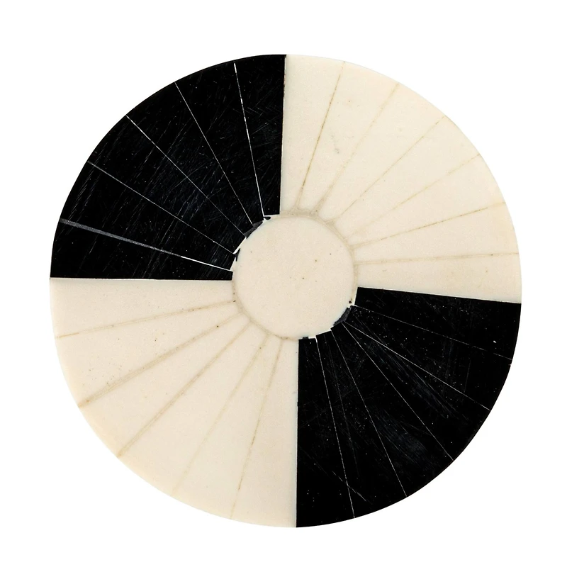 Hello Honey® 4.5" Black & White Striped Round Reclaimed Wood Box