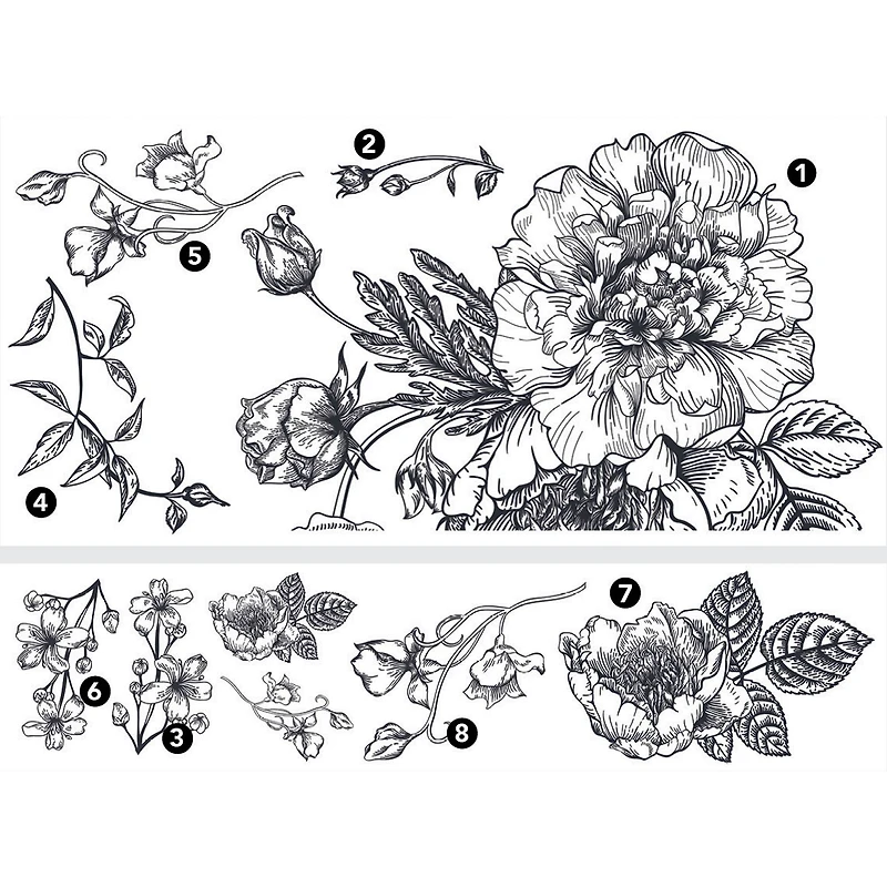 RoomMates Black & White Peony Peel & Stick Giant Wall Decals, 10ct.