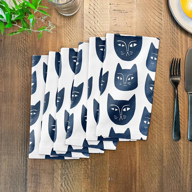 Cat Face Pattern 10" x 10" Cotton Twill Napkin