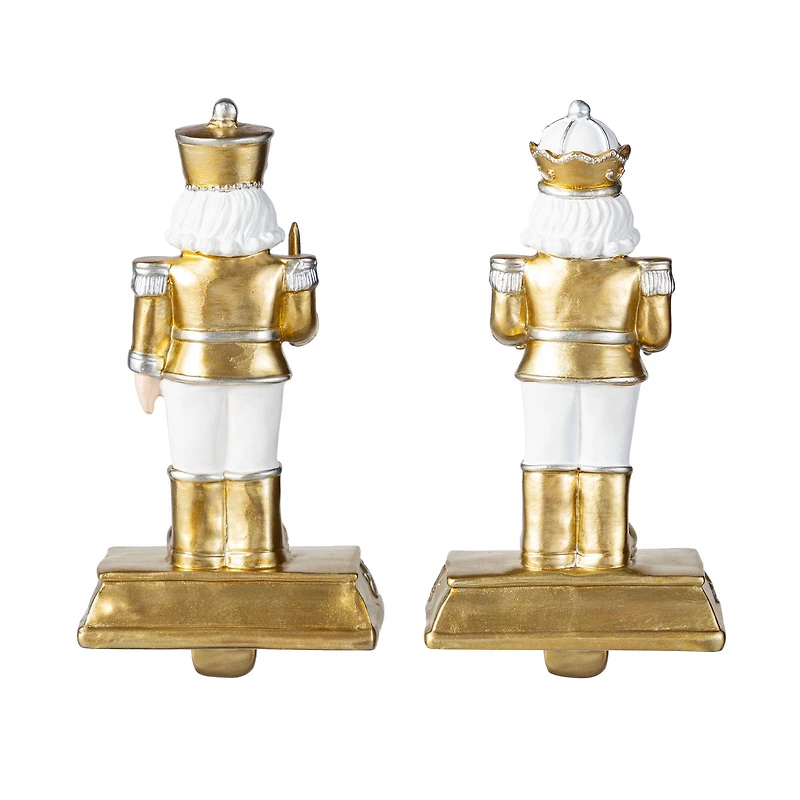 Glitzhome® Christmas Resin Nutcracker Stocking Holder Set