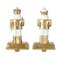 Glitzhome® Christmas Resin Nutcracker Stocking Holder Set