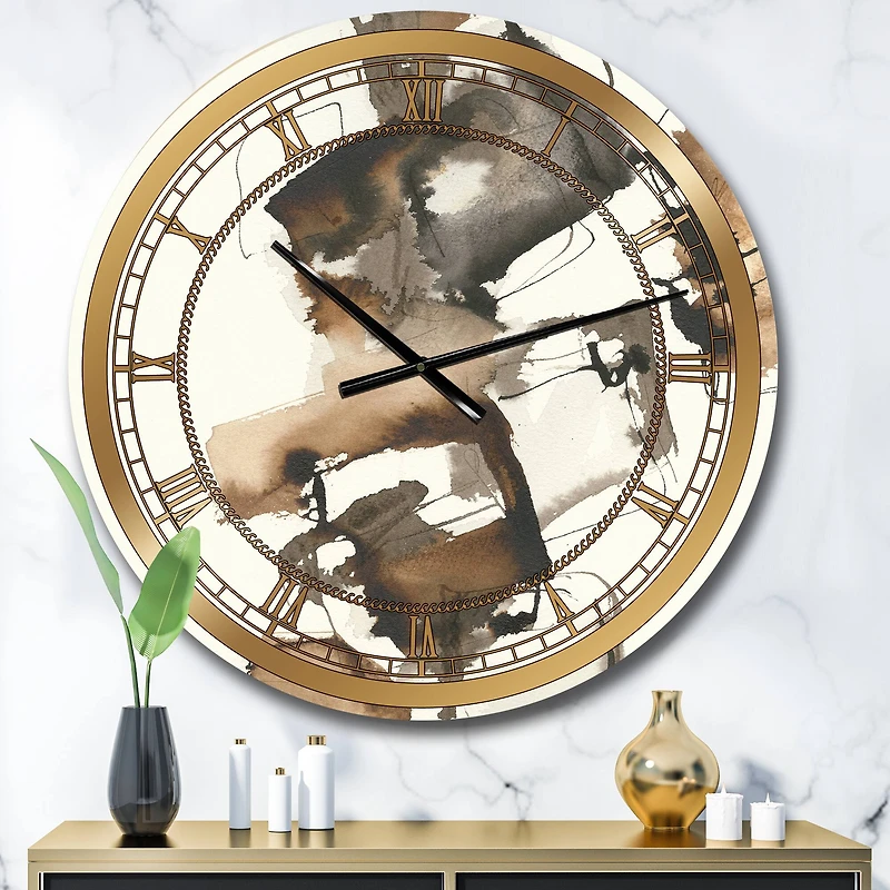 Designart 'Gold Glam Squares Ii Glam Wall Clock