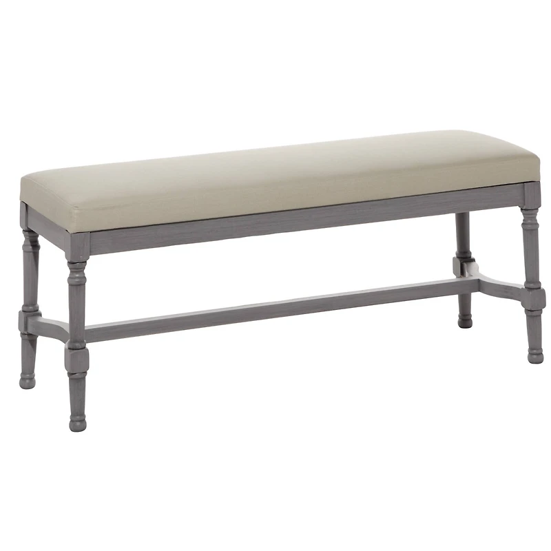 Grey Wood & Linen Traditional Bench