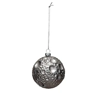 Hello Honey® 2.75" Silver Round Glass Moon Ornament with Glitter