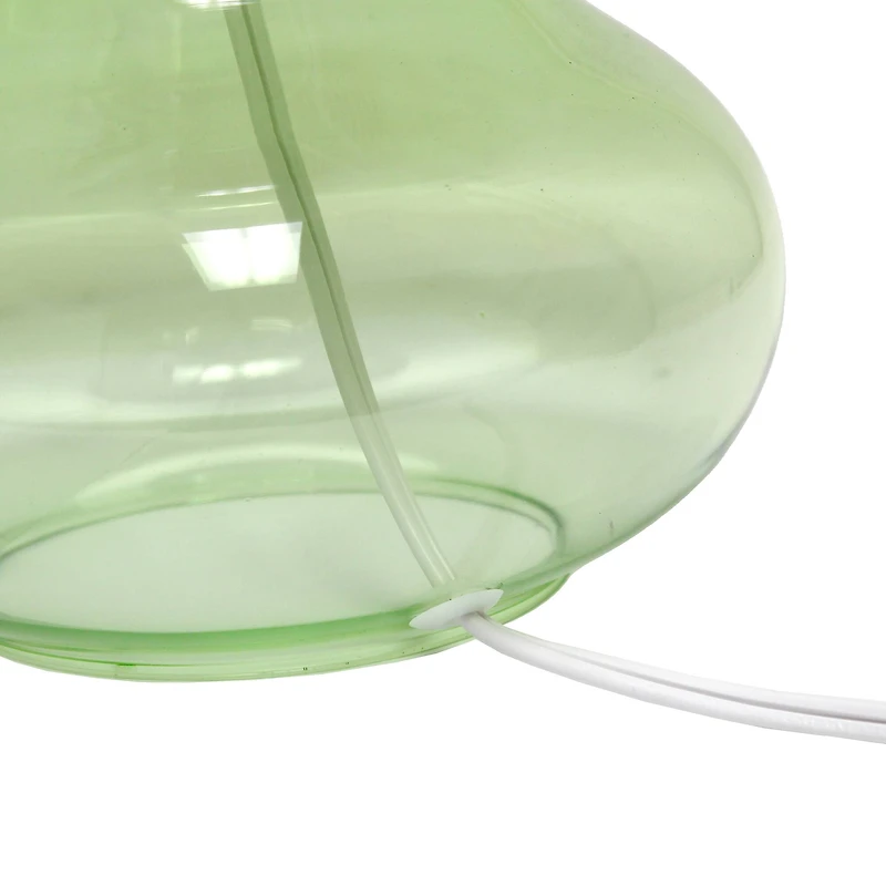Simple Designs Green & White Glass Raindrop Table Lamp