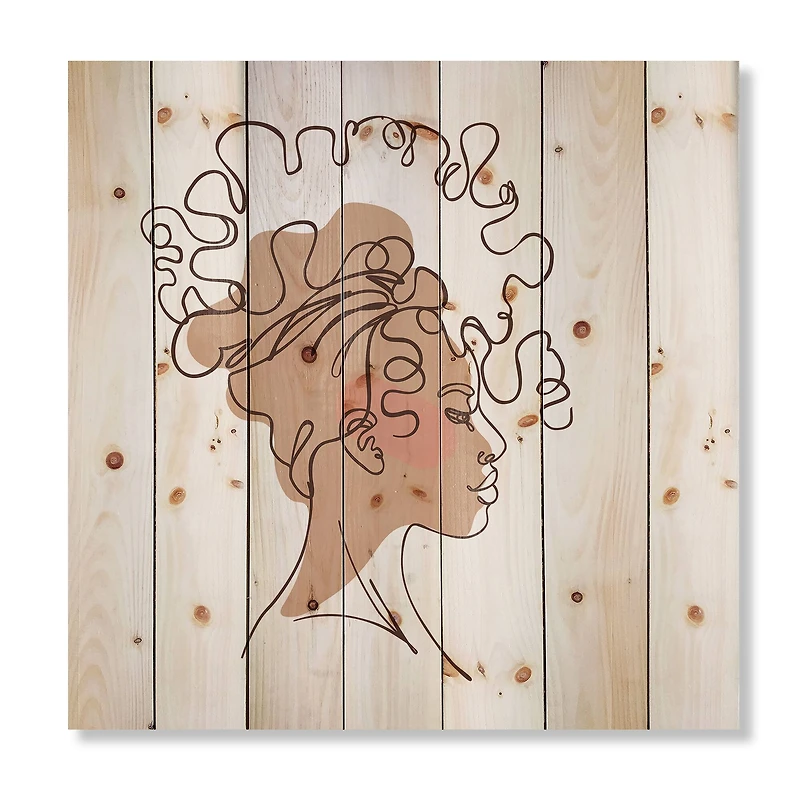 Designart - One Line Portrait of African American Woman I