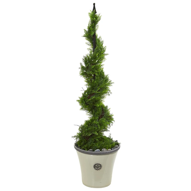 4.5ft. Cypress Spiral Topiary Tree in Decorative Planter