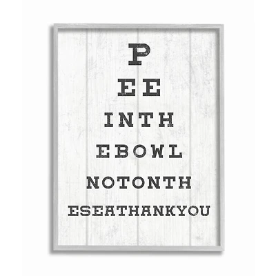 Stupell Industries Bathroom "Pee in the Bowl" Seeing Eye Chart Wood Framed Wall Art