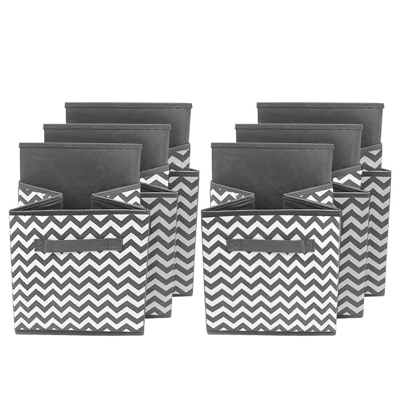 Sorbus 11" Chevron Gray Foldable Storage Cubes, 6ct.