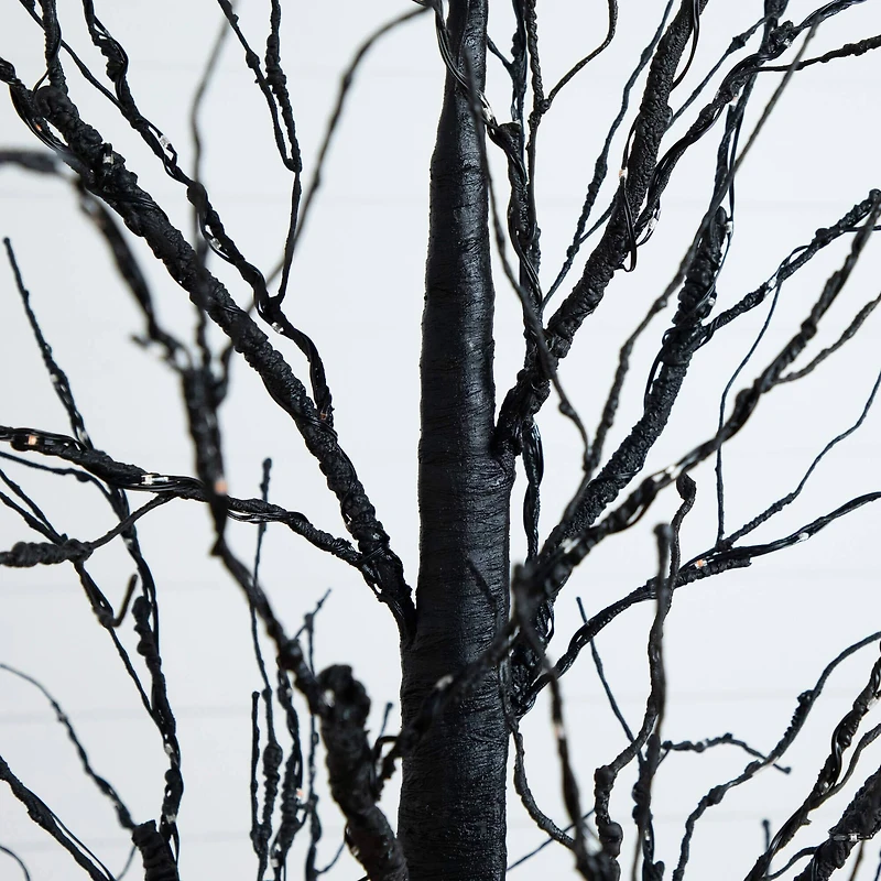 7ft. Pre-Lit Halloween Black Twig Artificial Tree with 390 Orange & Purple LED Lights