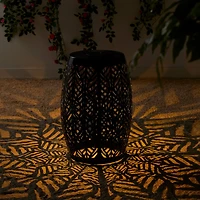 Glitzhome® 18.25" Multifunctional Solar Powdered Iron Leaf Cutout Garden Stool