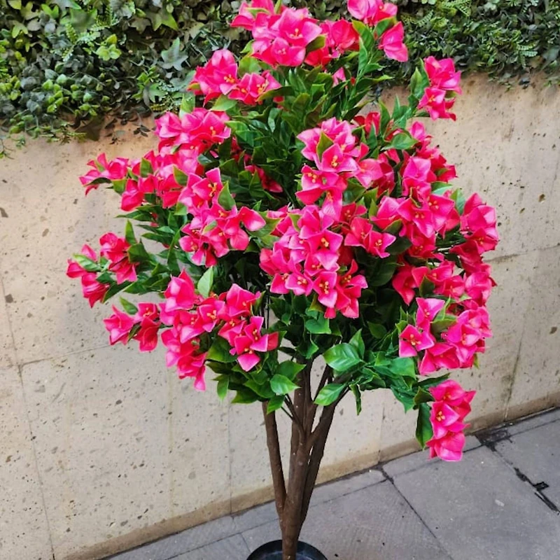 GreenSmart Dekor 4ft. Artificial Bougainvillea Plant in Black Pot 