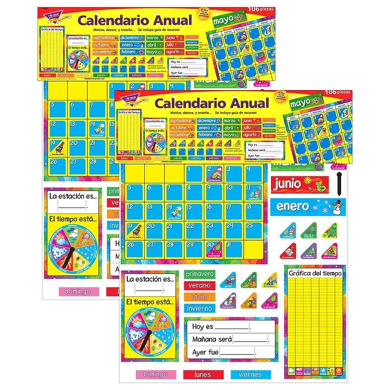 TREND Enterprises® Calendario Annual (Spanish) Bulletin Board Set, 2 Sets