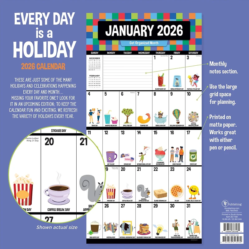 2026 Every Day's A Holiday Wall Calendar