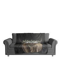 50" x 60" Highland Cow with Flower Crown Coral Fleece Blanket
