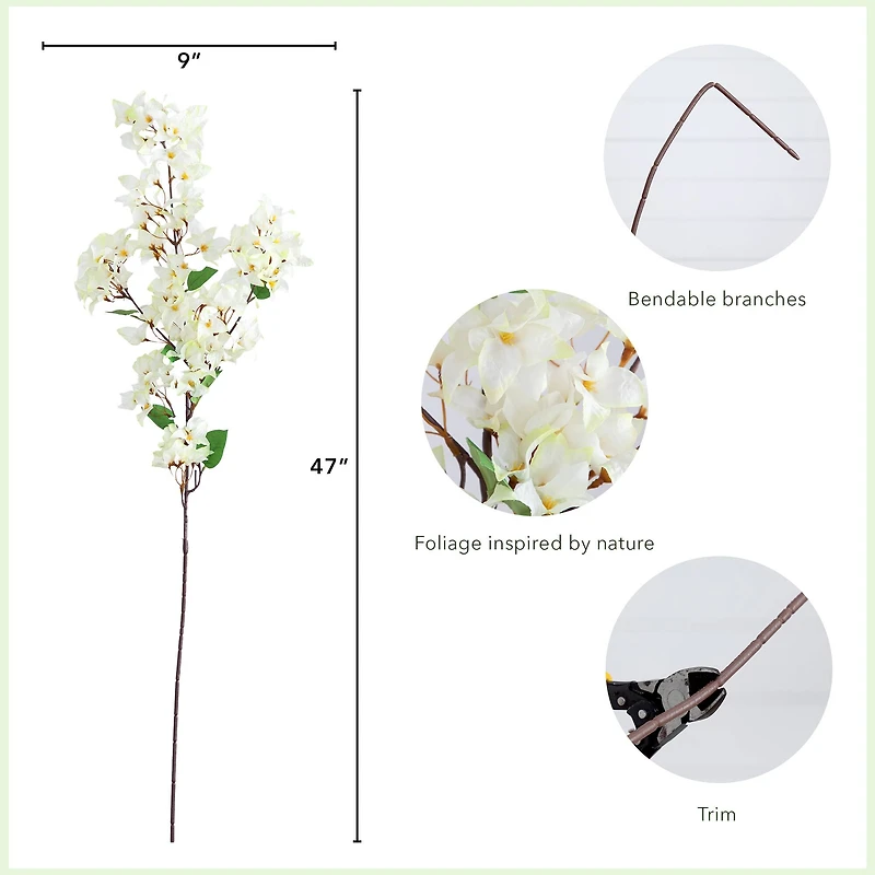 47" White Bougainvillea Flower Stems, 3ct.