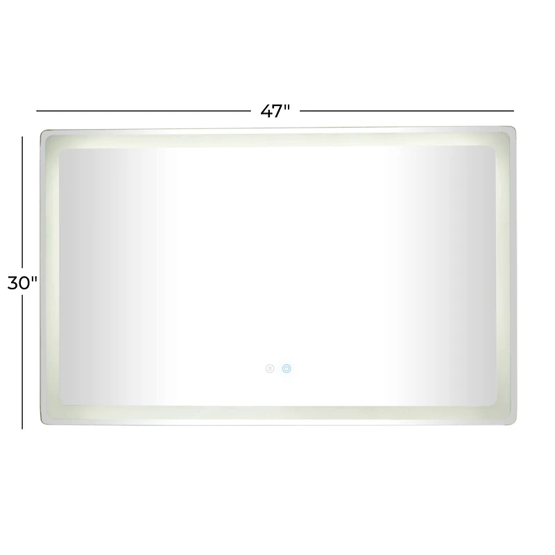 Clear Glass Modern Anti Fog Mirror, 47" x 2" x 30"