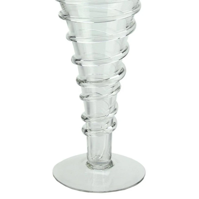 15.75" Clear Transparent Spiral Glass Trumpet Vase