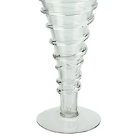 15.75" Clear Transparent Spiral Glass Trumpet Vase