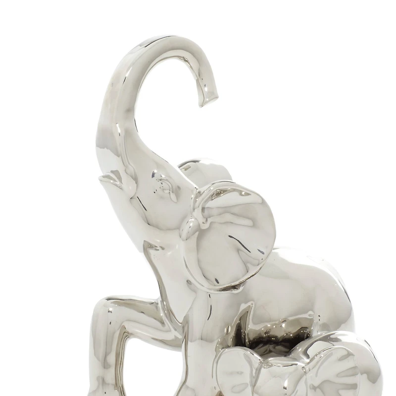11" Silver Elephant Ceramic Sculpture