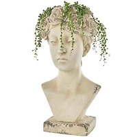 22" Cream Distressed Woman Antique Greek Bust Planter