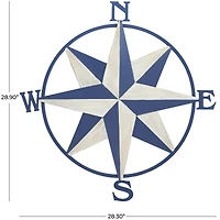 Blue & Cream Distressed Compass Wall Décor
