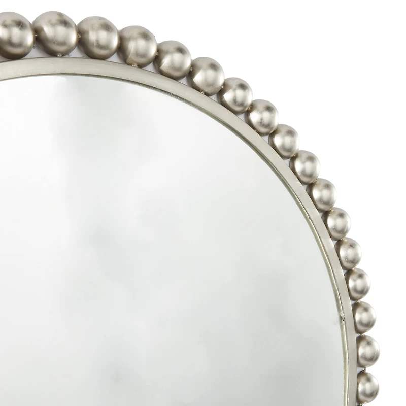 CosmoLiving by Cosmopolitan Silver Metal Wall Mirror with Bead Detailing 36" x 1" x 36"