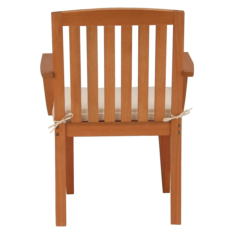 Eucalyptus Grandis Wood Dining Armchair with Beige Cushion