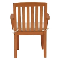 Eucalyptus Grandis Wood Dining Armchair with Beige Cushion