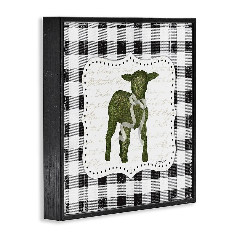 Stupell Industries Seasonal Easter Baby Calf Spring Tartan Pattern Framed Giclee Art