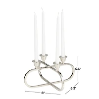 8" Silver Stainless Steel Overlapping Oval Geometric Candelabra