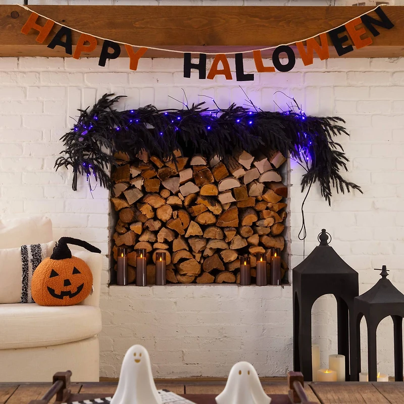 4ft. Artificial Real Touch Halloween Black Norfolk Island Pine Garland with Natural Look