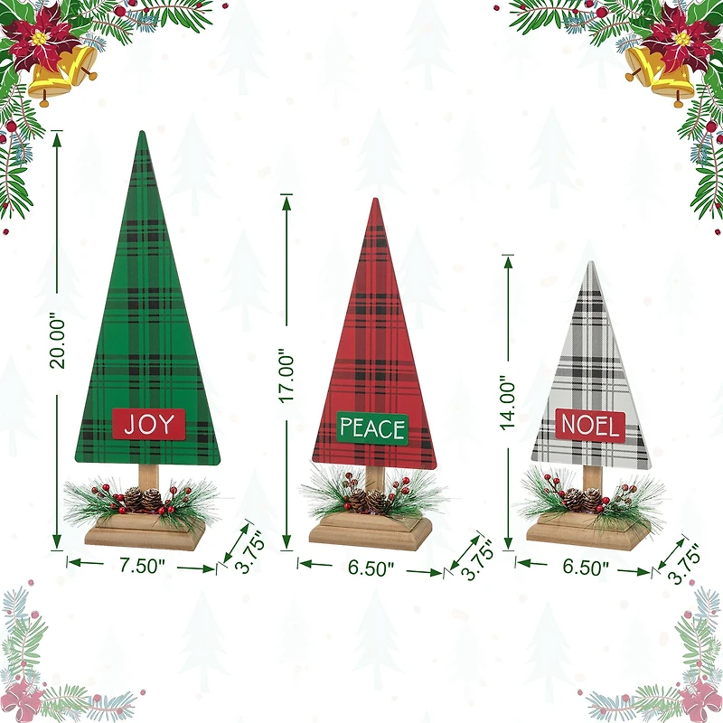 Glitzhome® Christmas Plaid Table Tree Set