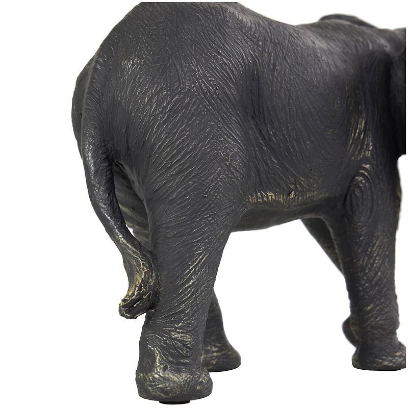 10" Bronze Polystone Elephant Sculpture with Gold Detailing
