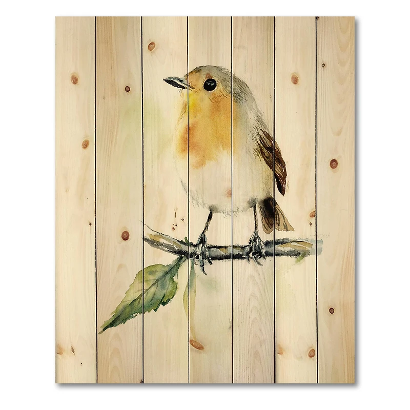 Designart - Little Robin Bird On A Branch
