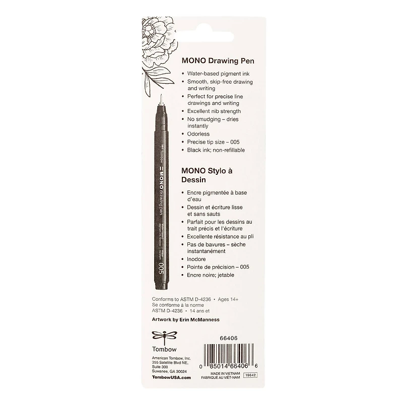 Tombow MONO 005 Black Drawing Pens, 2ct.