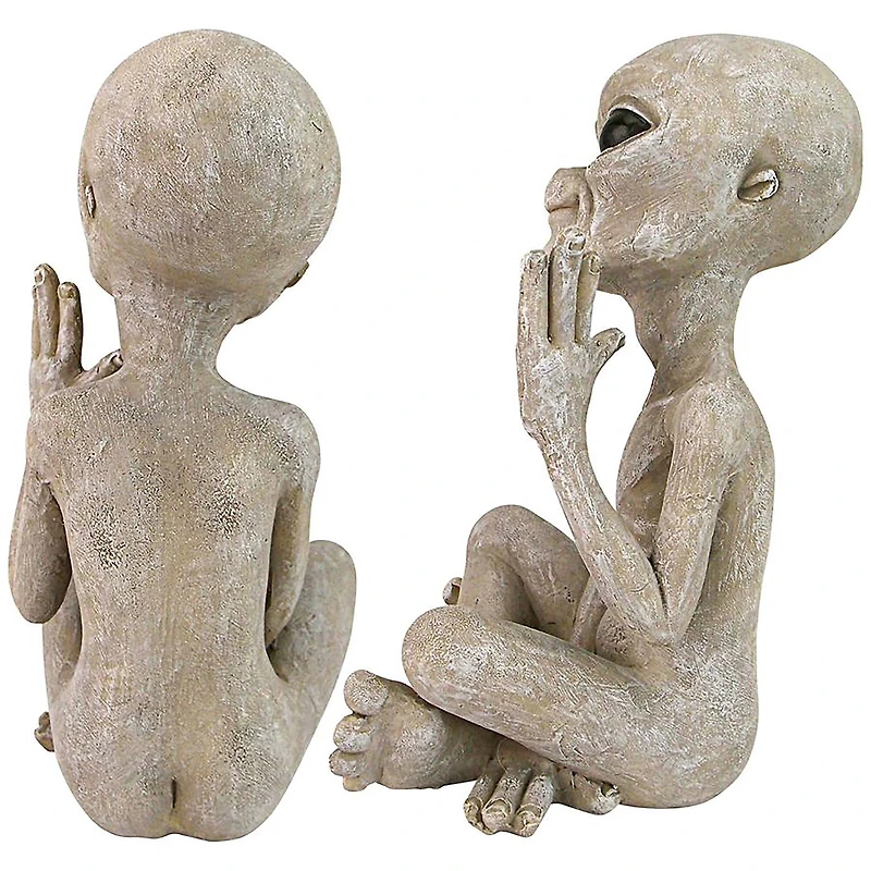 Design Toscano 8.5" Greetings Earthlings UFO Alien Statues, 2ct.