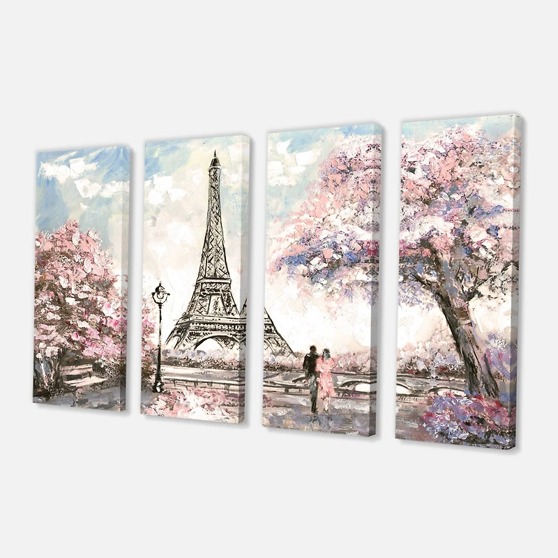 Designart - Eiffel with Pink Flowers