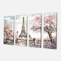 Designart - Eiffel with Pink Flowers