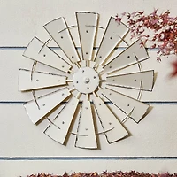 Glitzhome® 28.5" Beige Metal Wind Spinner Wall Décor