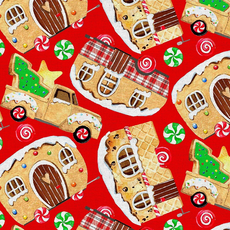 Fabric Editions Gingerbread Toss Cotton Fabric