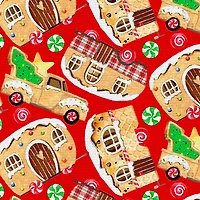 Fabric Editions Gingerbread Toss Cotton Fabric