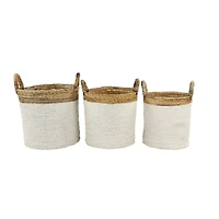 White Seagrass Coastal Storage Basket Set